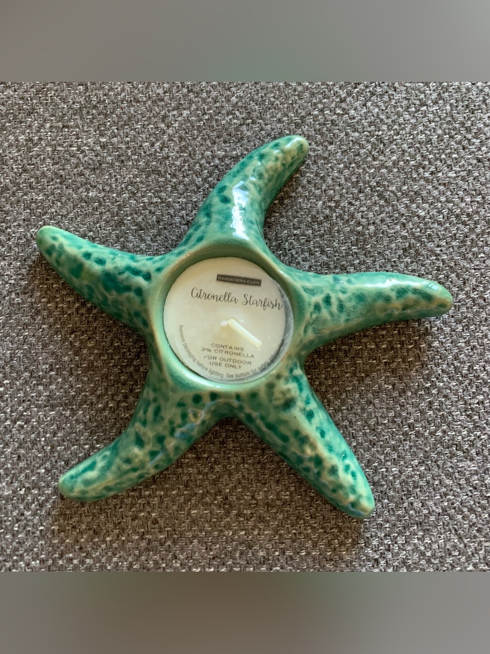 BNWT Gardeners Eden Citronella Mosquito repellent Starfish Candle Holder Candle